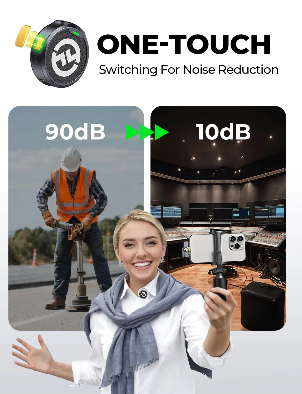 HollyLand Lark M2 Wireless Microphone for iPhone/Camera/Android/PC, 48kHz/24-bit High Fidelity Audio, 300m Range, Noise Cancelling, 40h Use, YouTube, Vlog, Streaming (2TX + 3RX + Charging Case) - Image 3