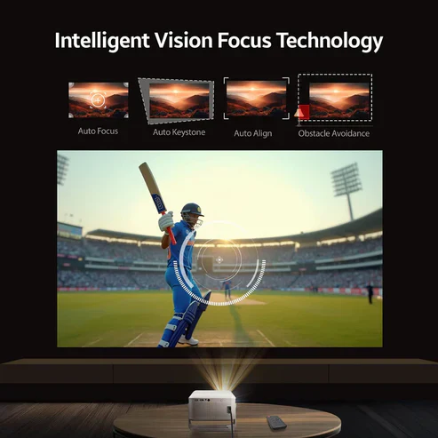 MiniPIX Smart Projector for Home, 46 1080p HD with 4K Support, Android 9 with Built-in Apps (Netflix, YouTube, Prime), 3500 Lumens, in-Built Speaker, Compact Design, 100" Max Display - Image 4