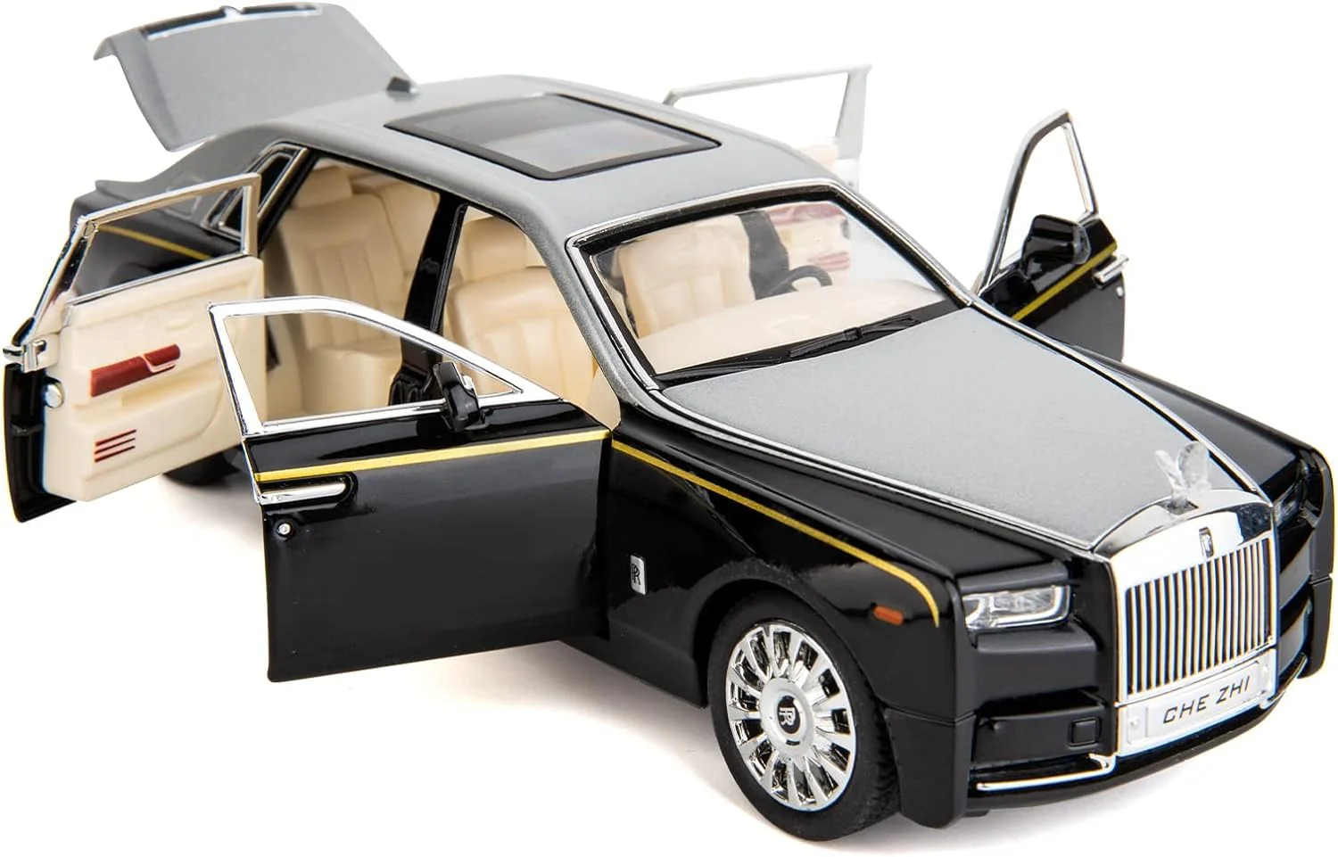 Rolls Royce Phantom Model Car 1:24 Scale Exclusive Alloy Metal Car Pull Back Die-cast Toy with Openable Doors & Light MusicColors As Per Stock (Rolls Royce Phantom) - Image 7